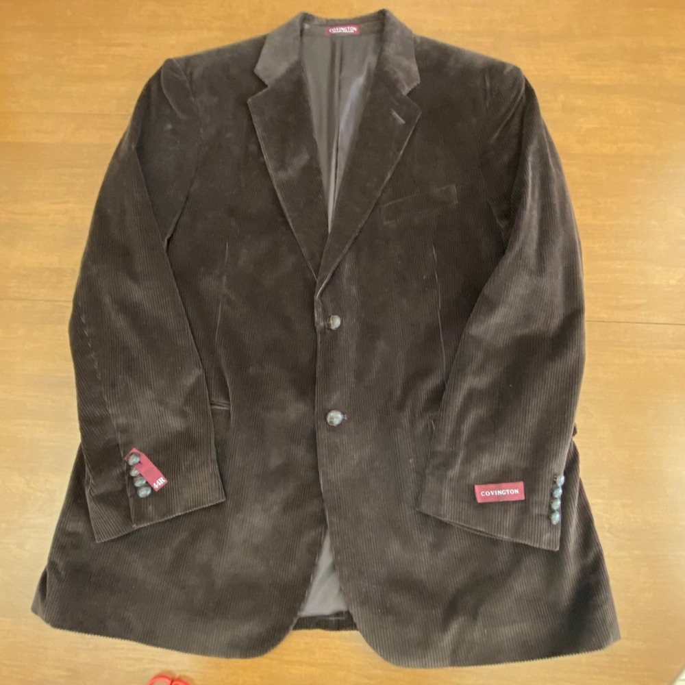 Covington Mens Dark Brown Cotton‎ Corduroy Blazer Sport Coat 2-Button Jacket 44R